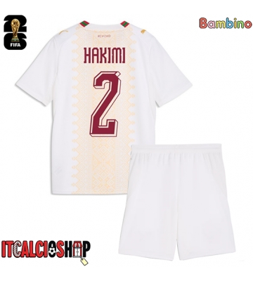Marocco Achraf Hakimi #2 Seconda Maglia Bambino Mondiali 2026 Manica Corta (+ Pantaloni corti)